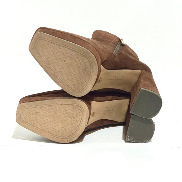 Jessica Simpson Kaiyah Ankle Boots Womens 6.5 M Brown Suede Side Zip Block Heel - Picture 13 of 16